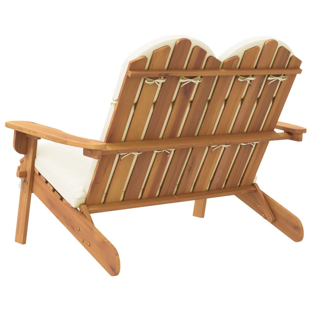 Adirondack Patio Bench With Cushions 49.6&quot; Solid Wood Acacia