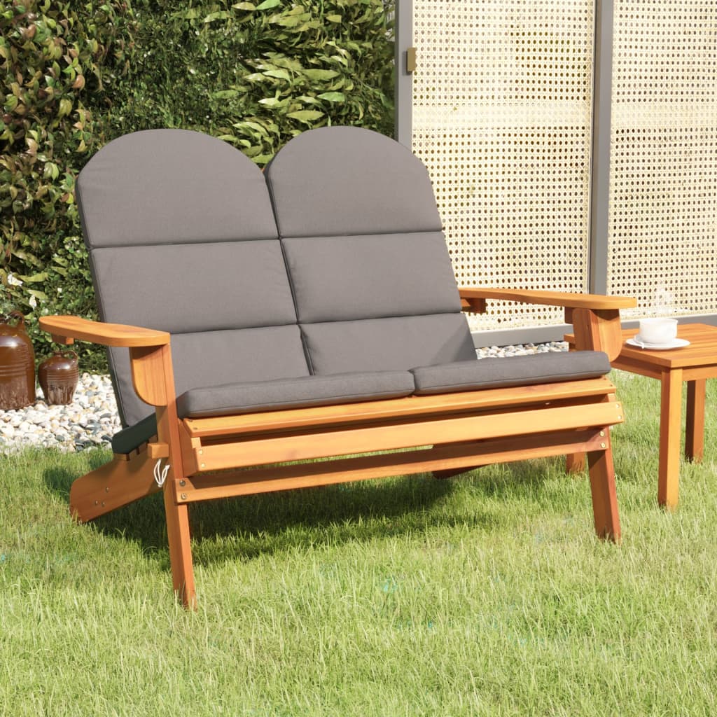 Adirondack Patio Bench With Cushions 49.6&quot; Solid Wood Acacia