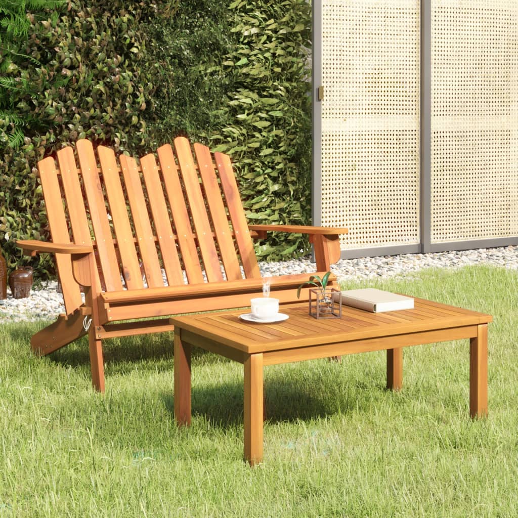 2 Piece Adirondack Patio Lounge Set Solid Wood Acacia