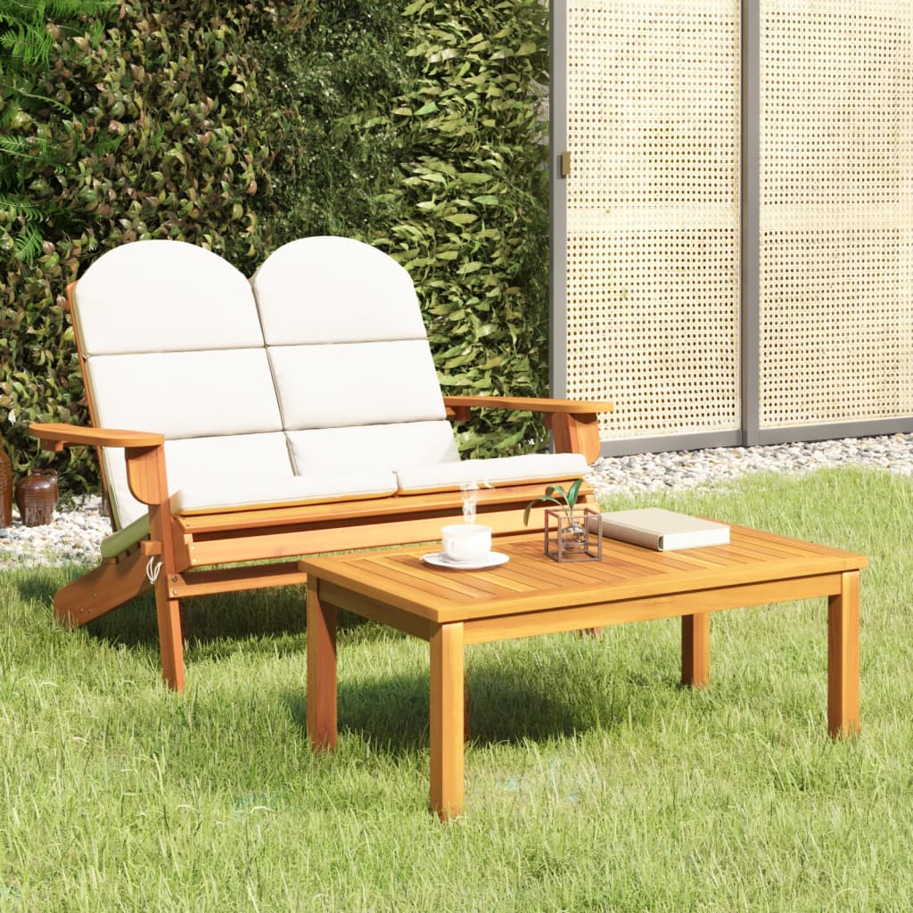 2 Piece Adirondack Patio Lounge Set Solid Wood Acacia