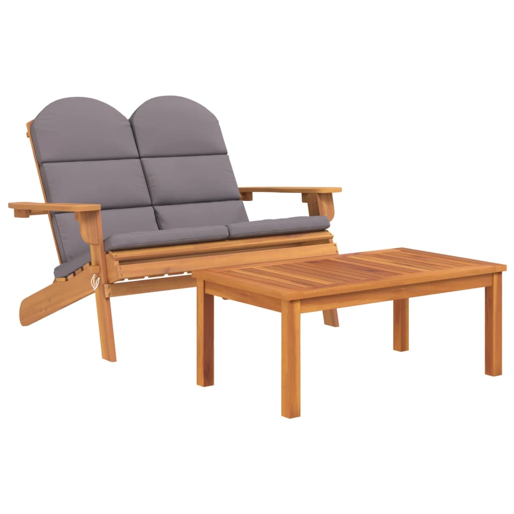 2 Piece Adirondack Patio Lounge Set Solid Wood Acacia