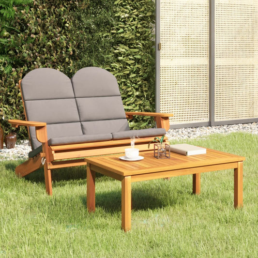 2 Piece Adirondack Patio Lounge Set Solid Wood Acacia