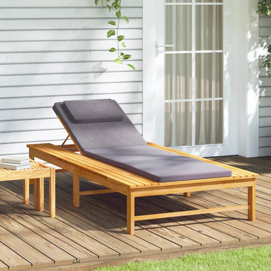 Sun Lounger With Cushion And Pillow Solid Wood Acacia