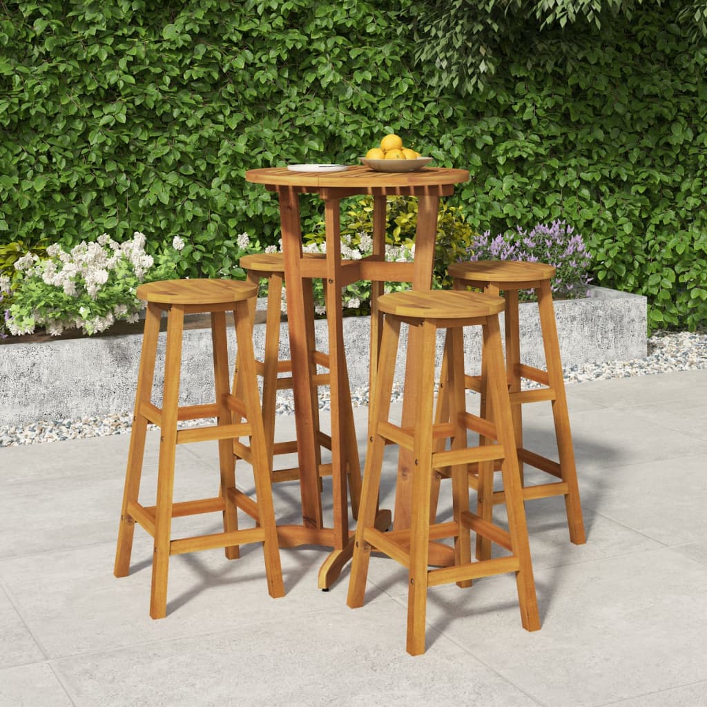 3 Piece Patio Bar Set Solid Wood Acacia