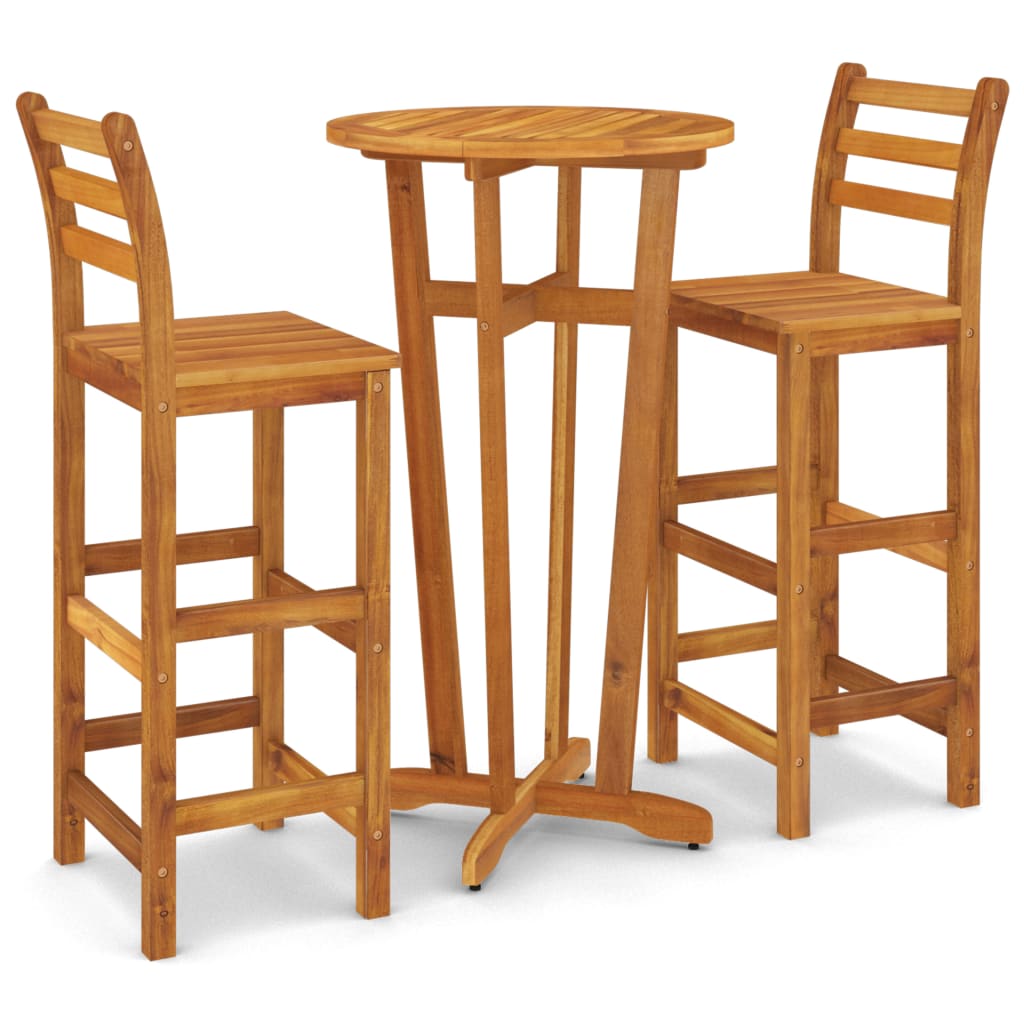 3 Piece Patio Bar Set Solid Wood Acacia