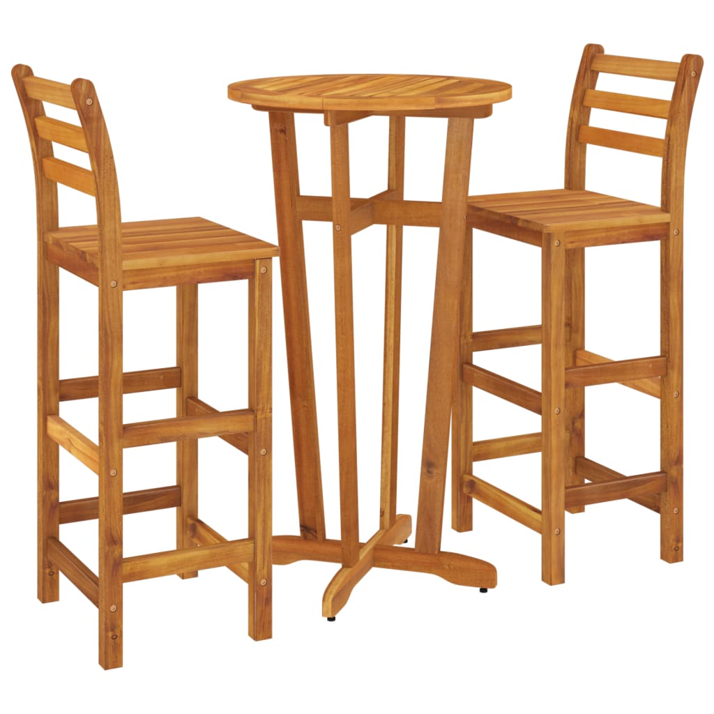 3 Piece Patio Bar Set Solid Wood Acacia