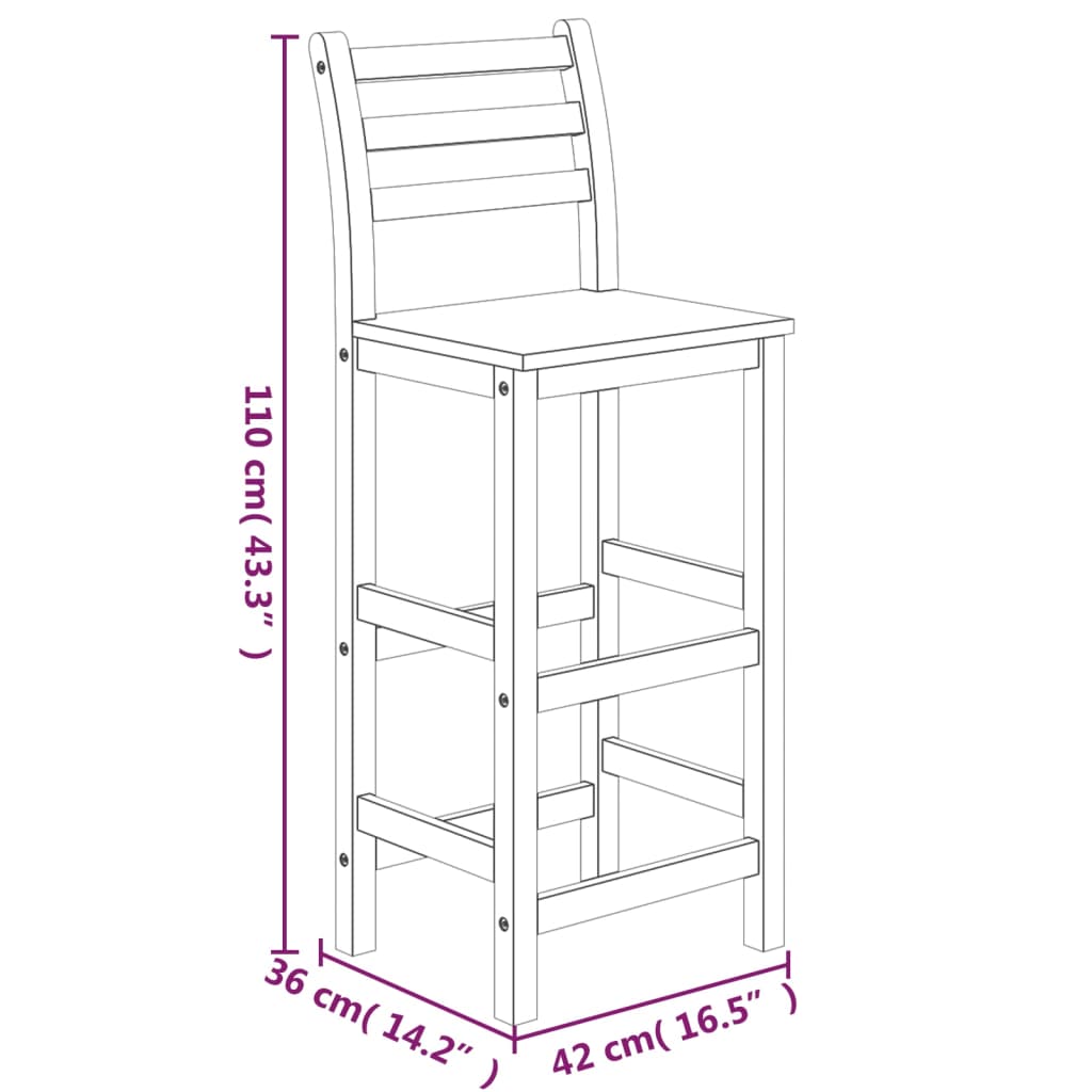 3 Piece Patio Bar Set Solid Wood Acacia