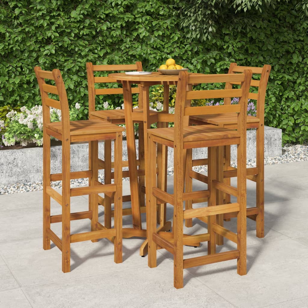 3 Piece Patio Bar Set Solid Wood Acacia