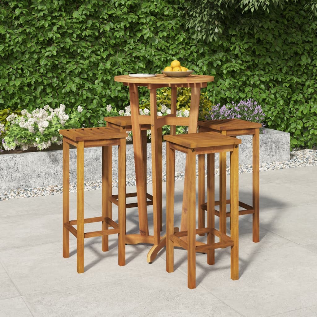 3 Piece Patio Bar Set Solid Wood Acacia