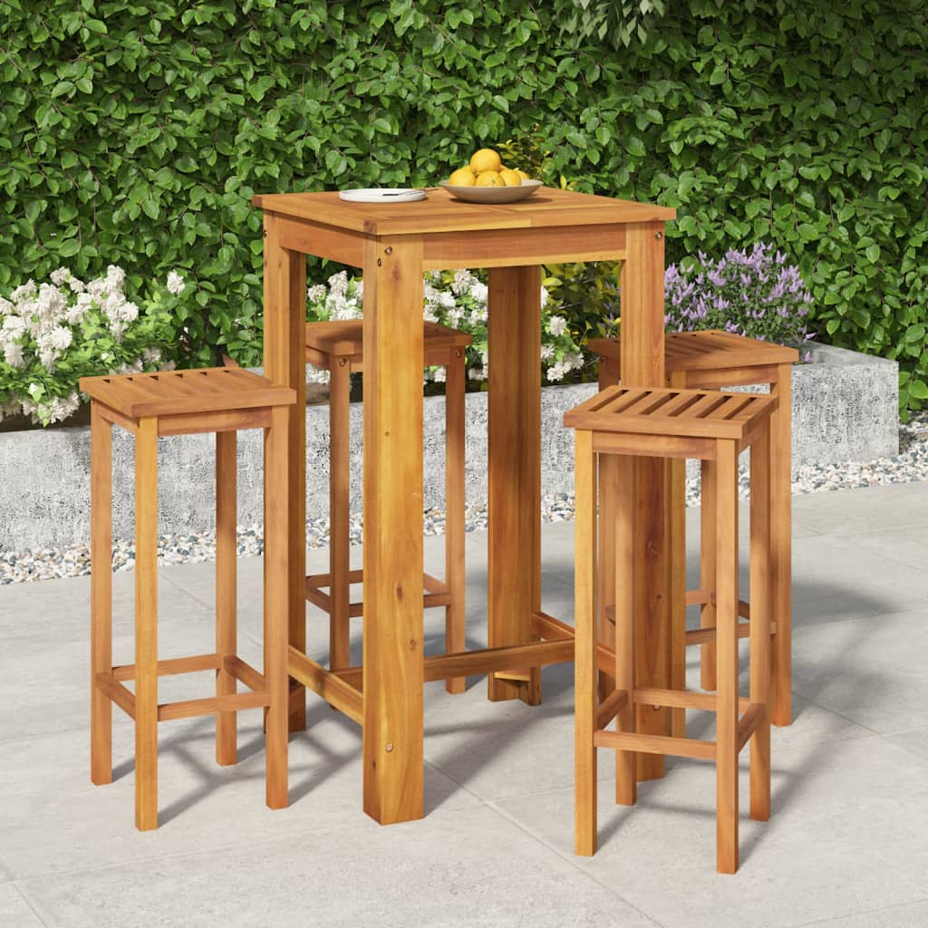 3 Piece Patio Bar Set Solid Wood Acacia