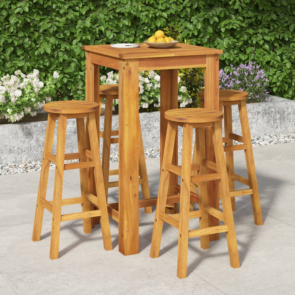 3 Piece Patio Bar Set Solid Wood Acacia