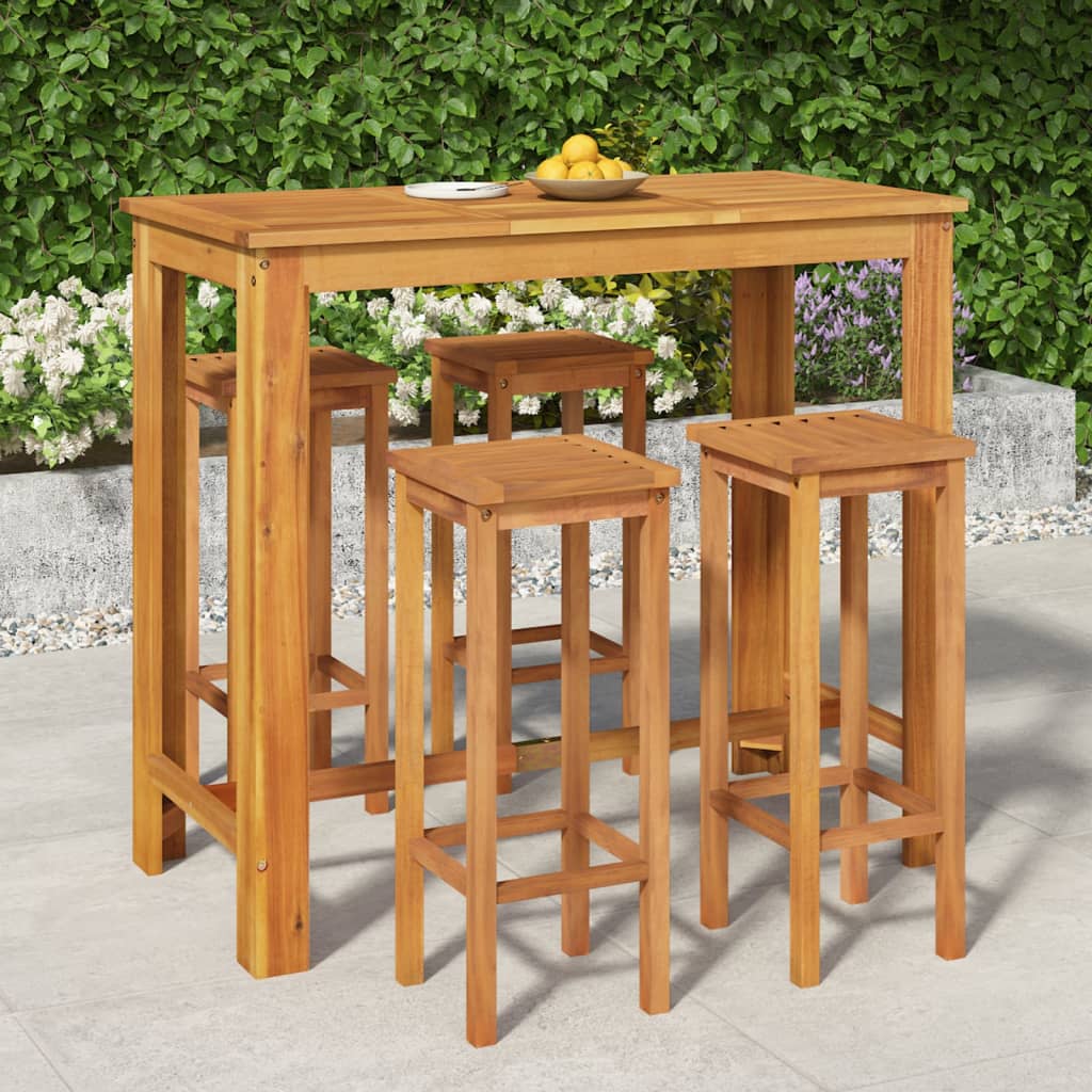 3 Piece Patio Bar Set Solid Wood Acacia