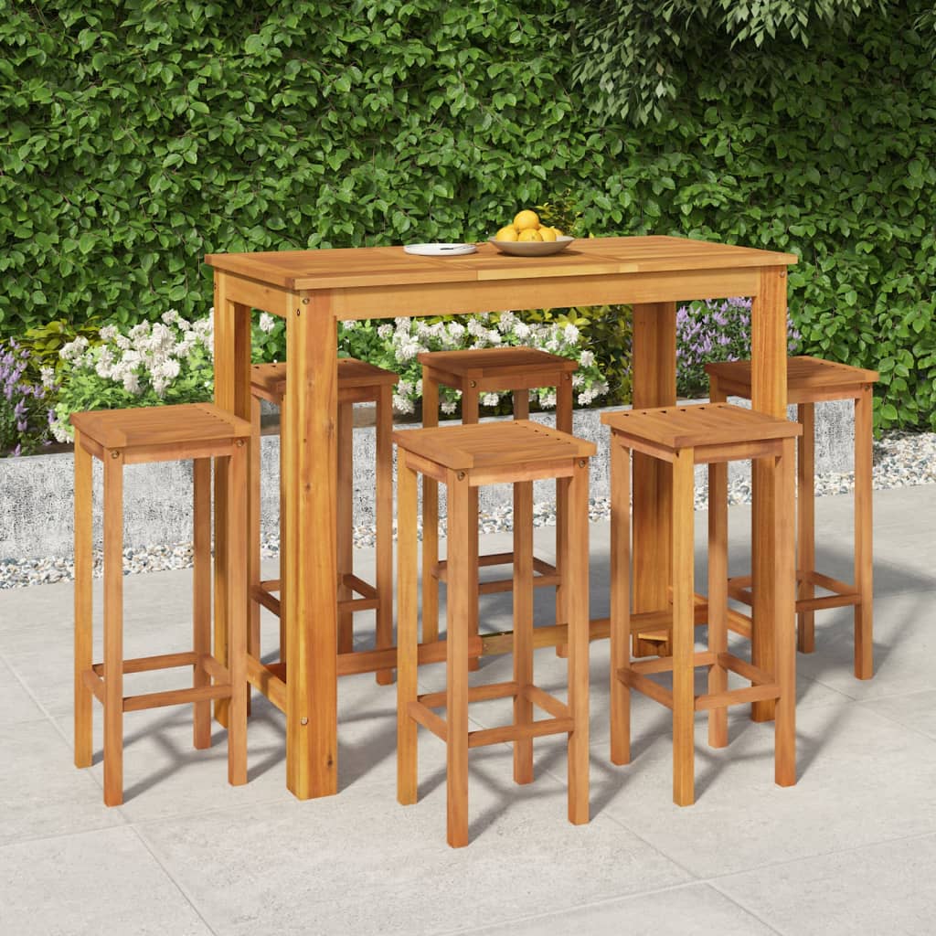 3 Piece Patio Bar Set Solid Wood Acacia