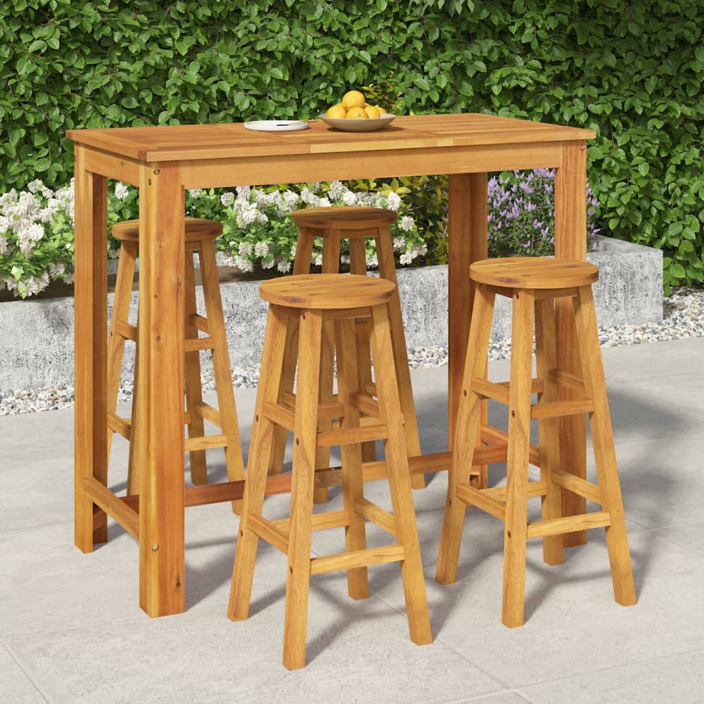 3 Piece Patio Bar Set Solid Wood Acacia