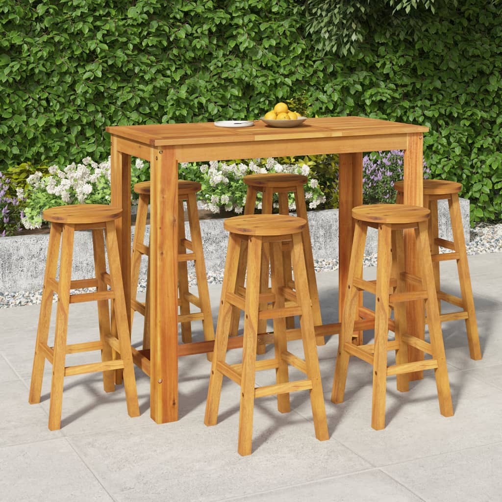 3 Piece Patio Bar Set Solid Wood Acacia