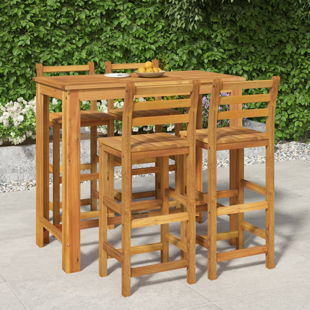 3 Piece Patio Bar Set Solid Wood Acacia