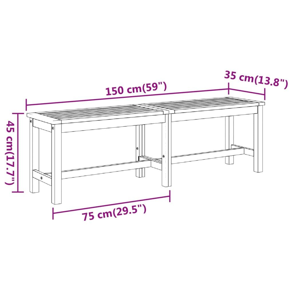 Patio Bench Solid Wood Acacia