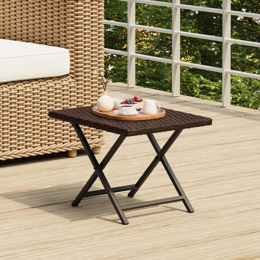 Folding Table 17.7&quot;X13.8&quot;X12.6&quot; Poly Rattan