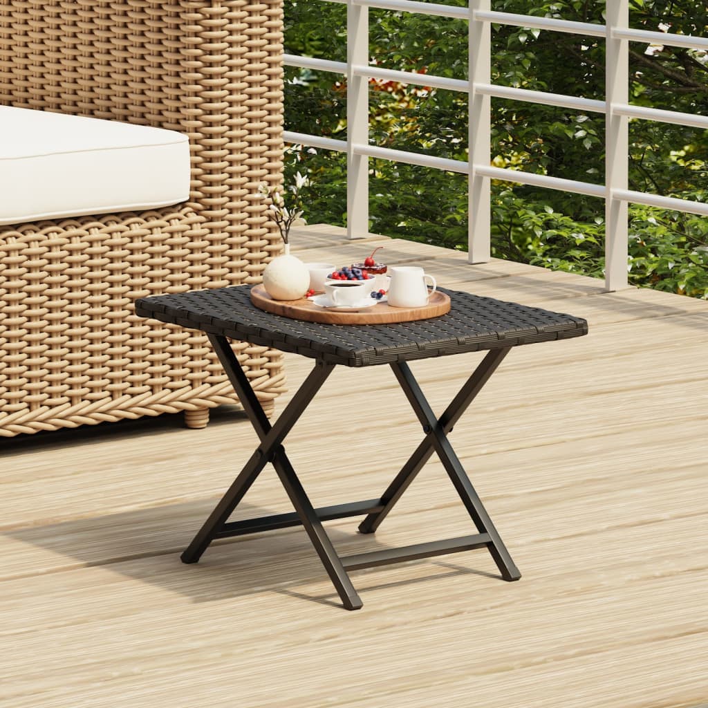 Folding Table 17.7&quot;X13.8&quot;X12.6&quot; Poly Rattan