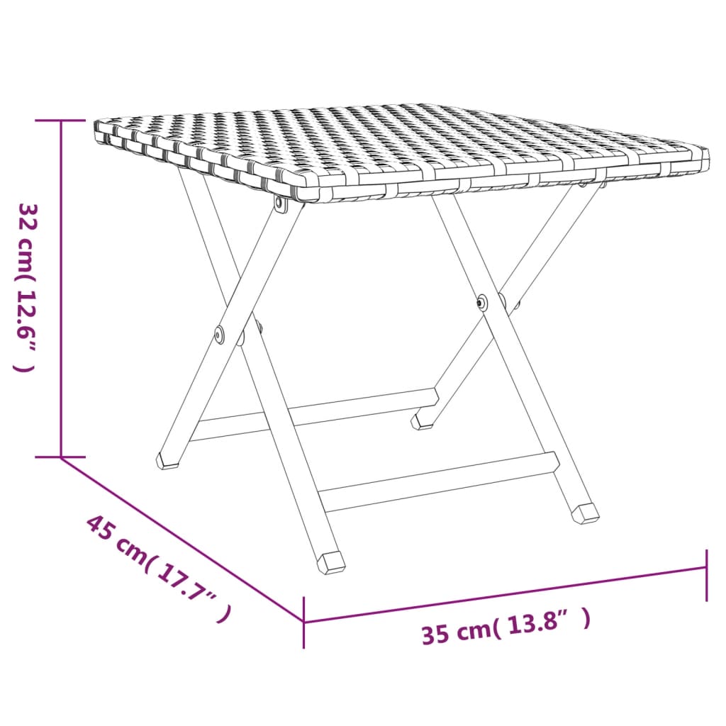 Folding Table 17.7&quot;X13.8&quot;X12.6&quot; Poly Rattan