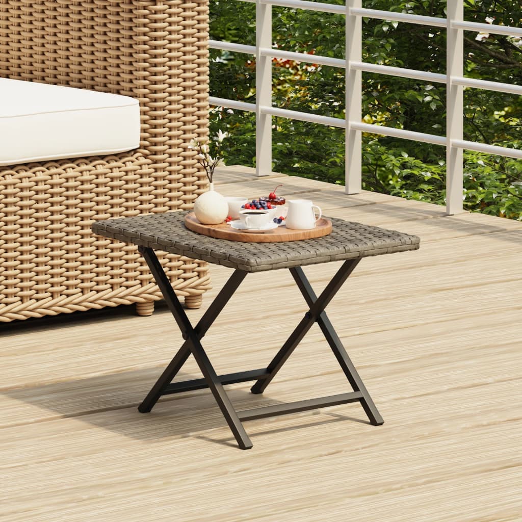 Folding Table 17.7&quot;X13.8&quot;X12.6&quot; Poly Rattan