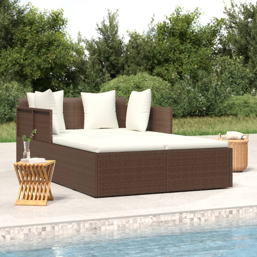 Sunbed With Cushions 71.7&quot;X46.5&quot;X24.8&quot; Poly Rattan