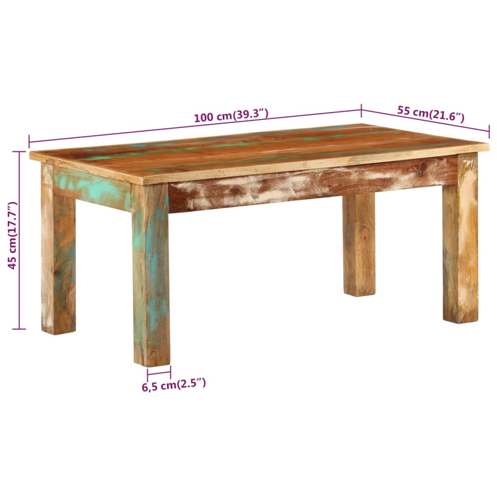 Coffee Table 39.4&quot;X21.7&quot;X17.7&quot; Solid Wood Reclaimed