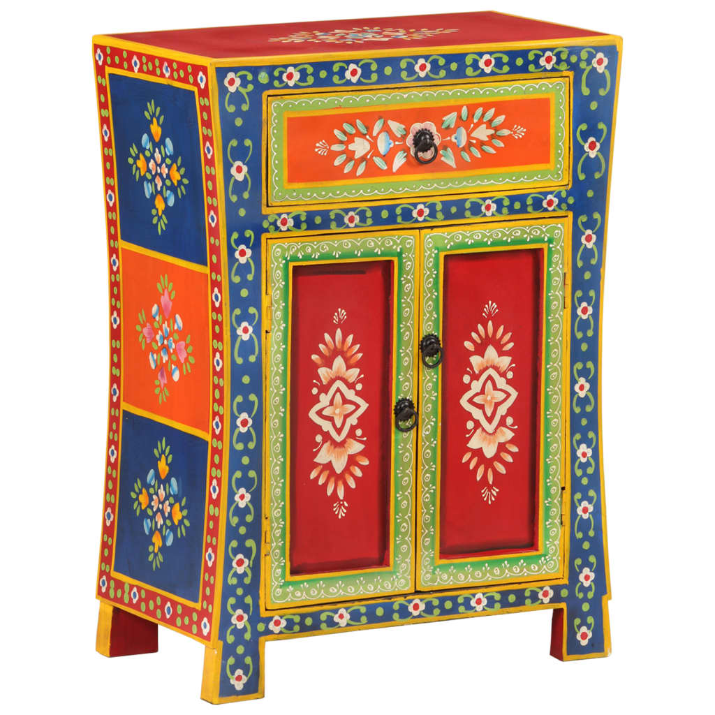 Hand Painted Sideboard 21.3&quot;X11.8&quot;X29.1&quot; Solid Wood Mango