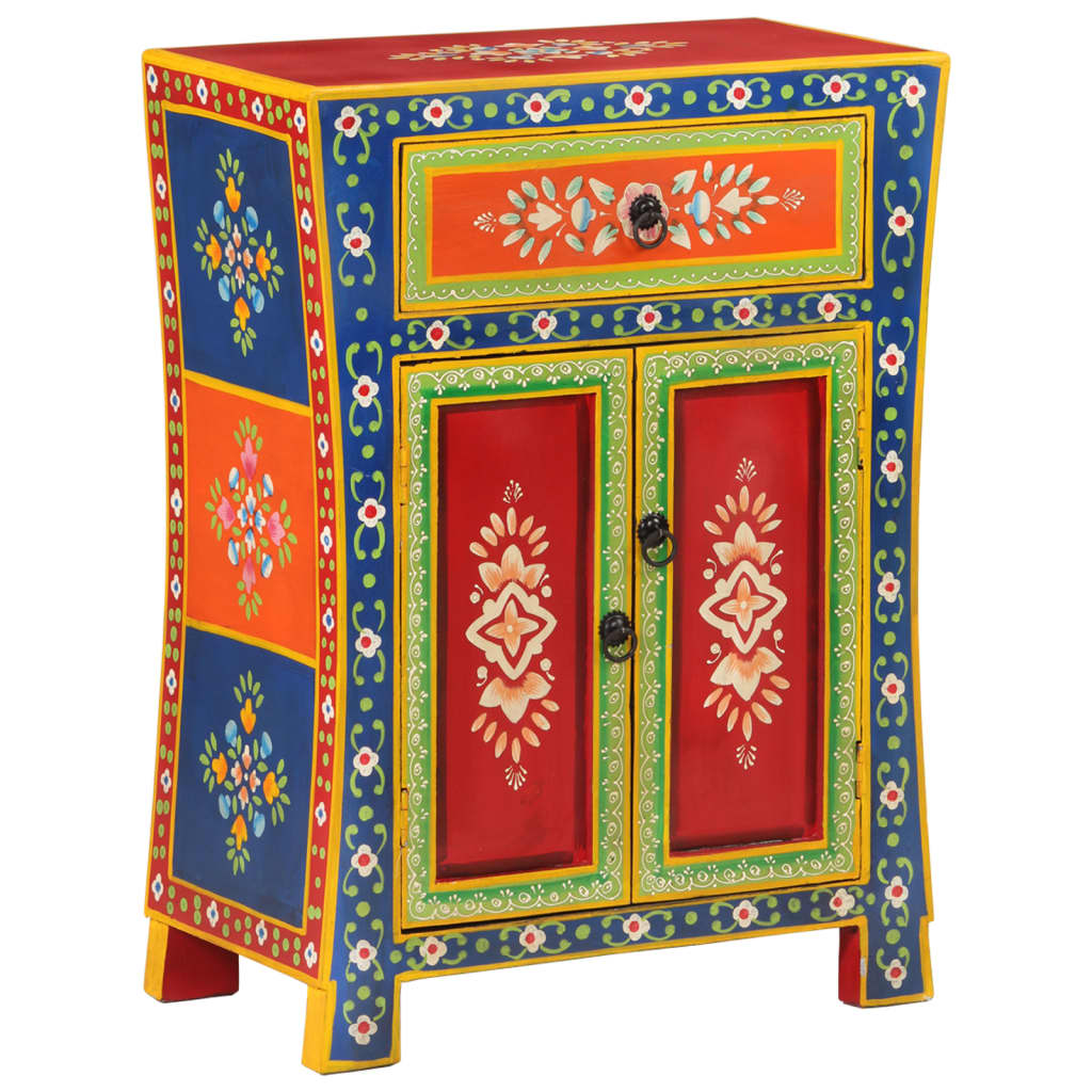 Hand Painted Sideboard 21.3&quot;X11.8&quot;X29.1&quot; Solid Wood Mango