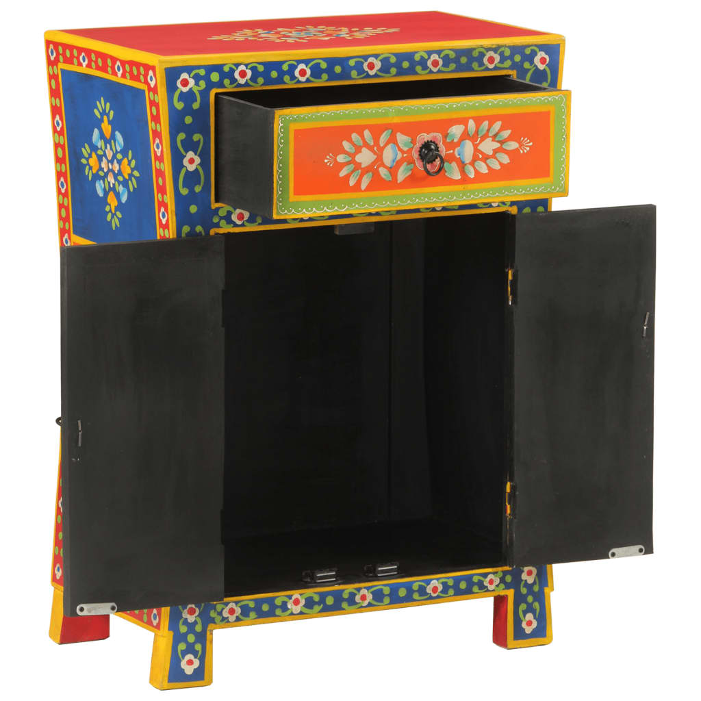 Hand Painted Sideboard 21.3&quot;X11.8&quot;X29.1&quot; Solid Wood Mango