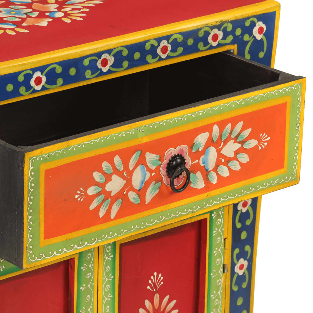 Hand Painted Sideboard 21.3&quot;X11.8&quot;X29.1&quot; Solid Wood Mango