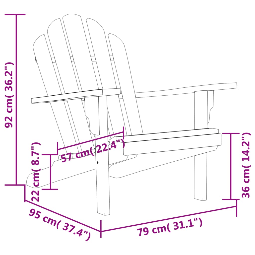 Patio Adirondack Chair 31.1&quot;X37.4&quot;X36.2&quot; Solid Wood Teak