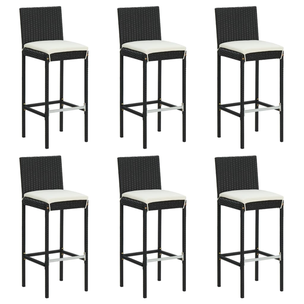 Bar Stools With Cushions 6 Pcs Poly Rattan