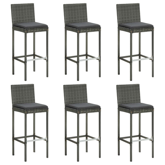 Bar Stools With Cushions 6 Pcs Poly Rattan