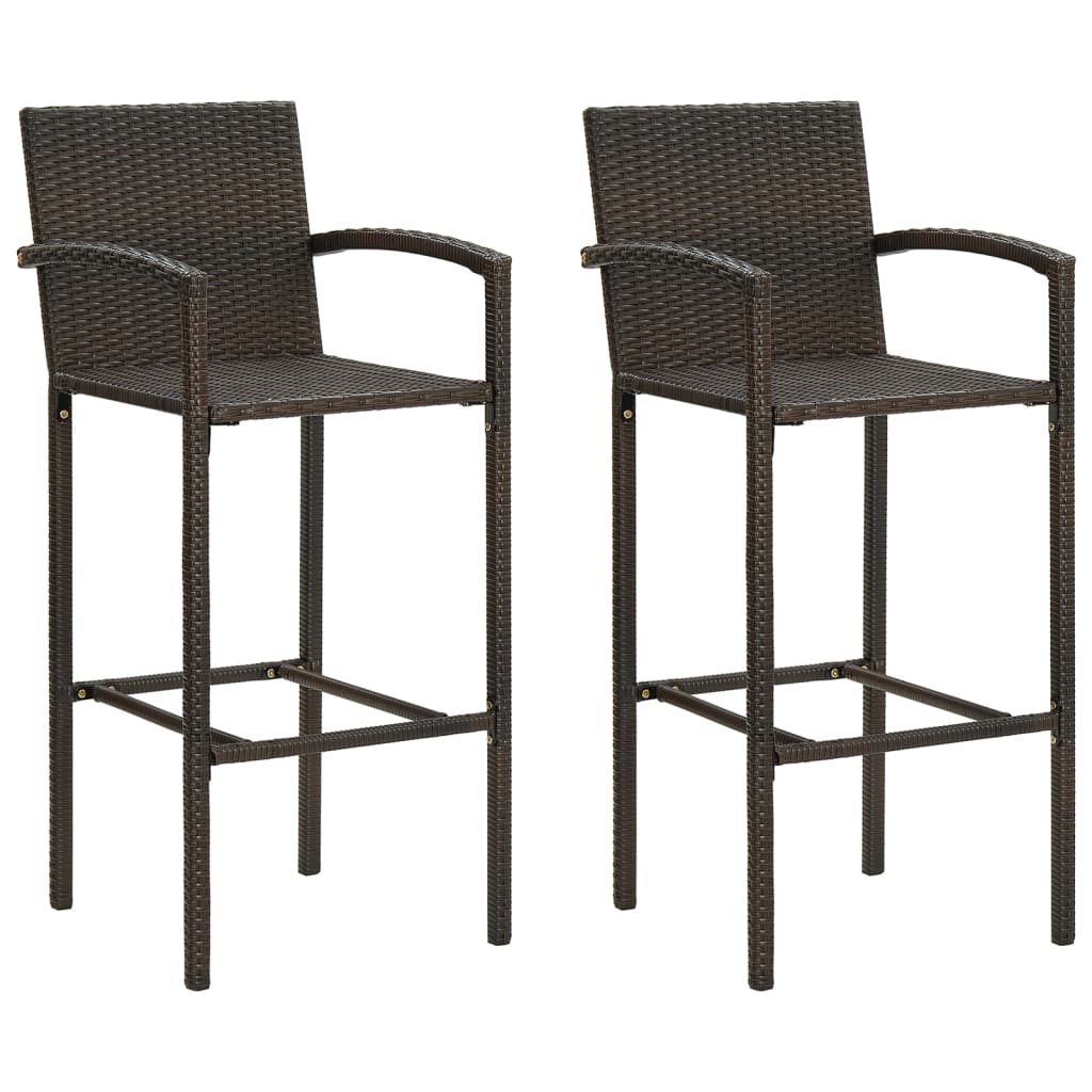 Bar Stools 2 Pcs Poly Rattan