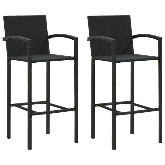 Bar Stools 2 Pcs Poly Rattan