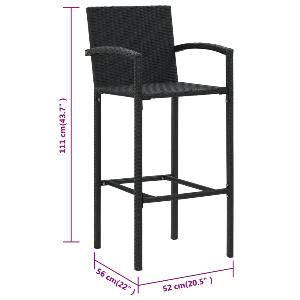 Bar Stools 2 Pcs Poly Rattan