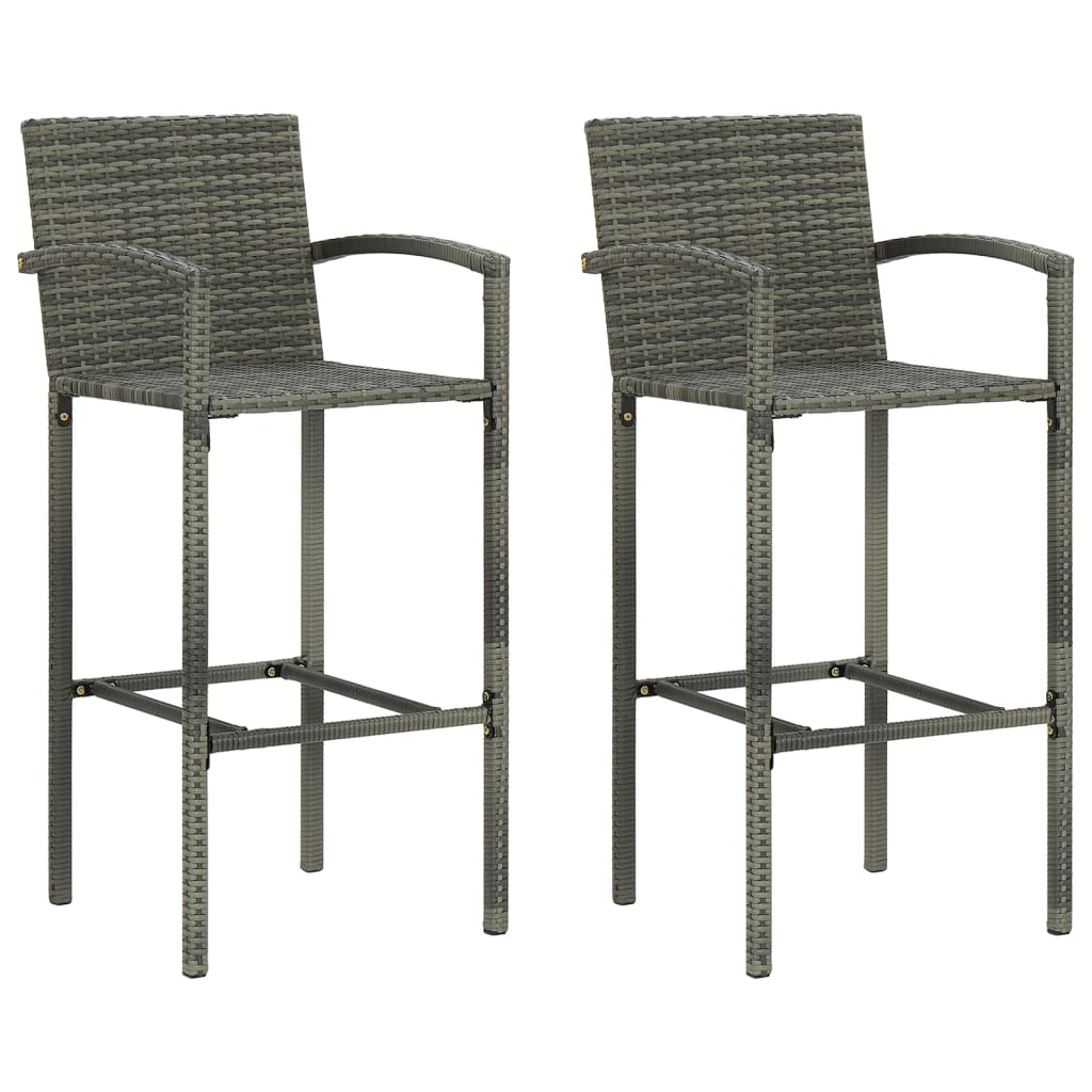 Bar Stools 2 Pcs Poly Rattan