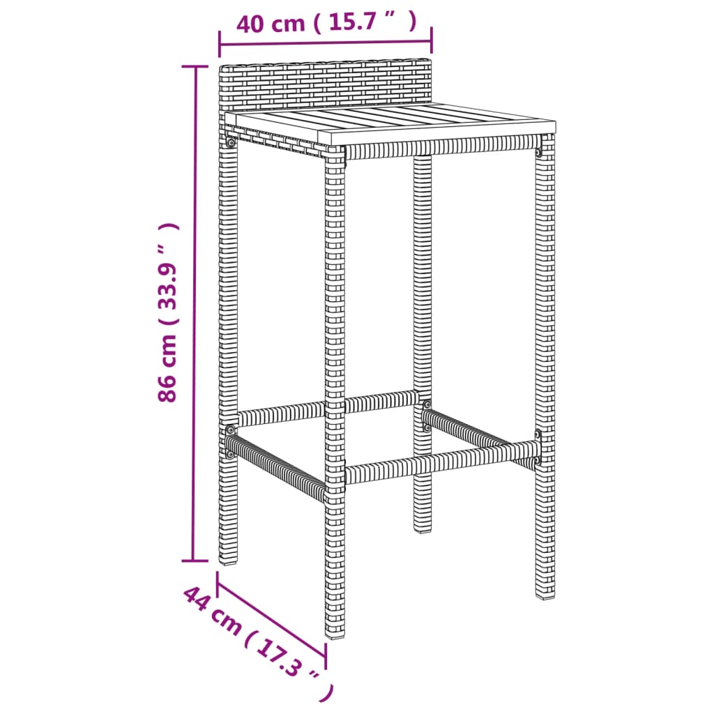 Bar Stools 4 Pcs Poly Rattan And Solid Wood Acacia