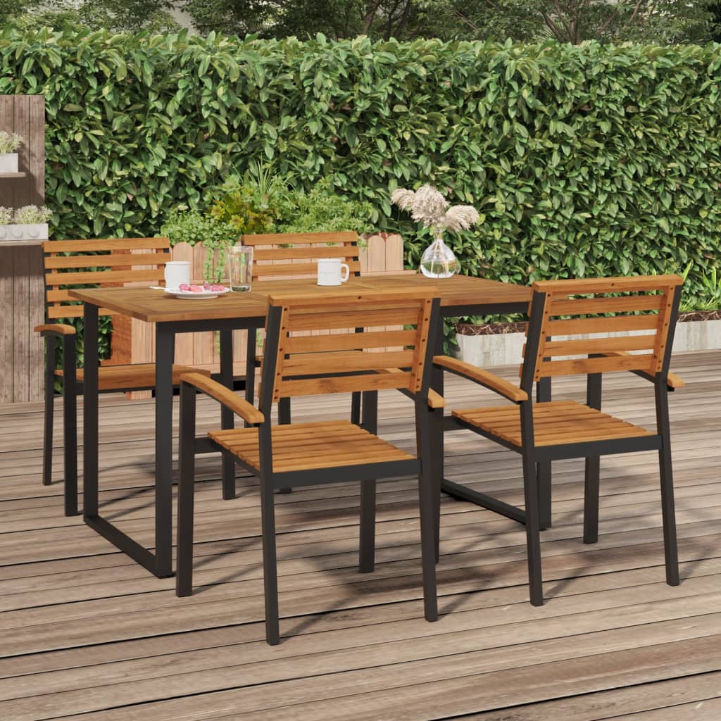 Patio Table With U-Shaped Legs Solid Wood Acacia