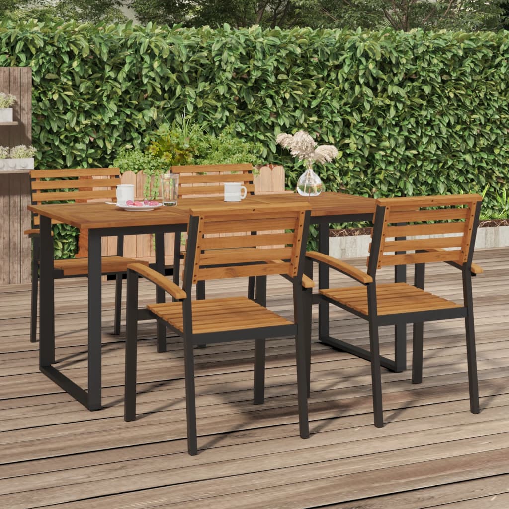 Patio Table With U-Shaped Legs Solid Wood Acacia