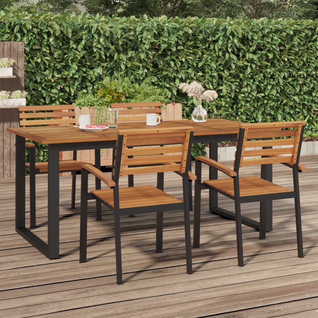 Patio Table With U-Shaped Legs Solid Wood Acacia