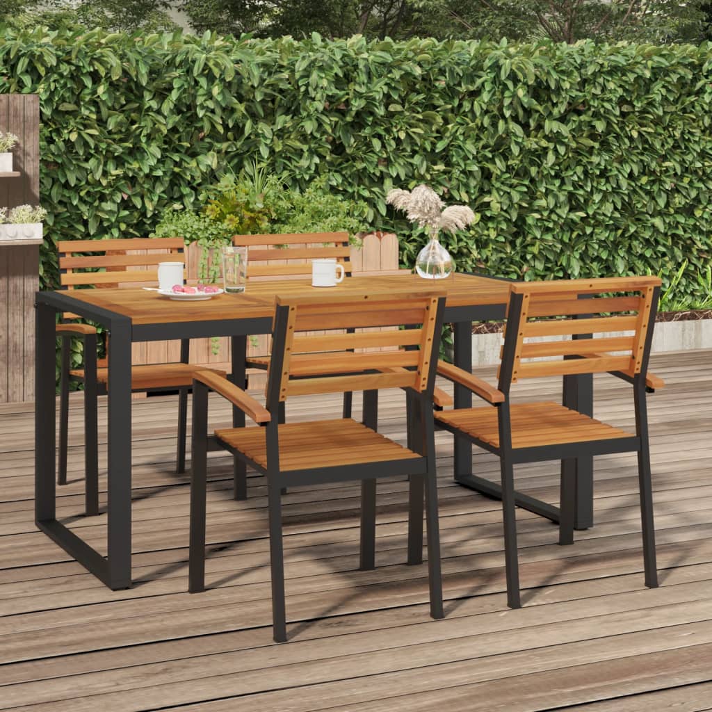 Patio Table With U-Shaped Legs Solid Wood Acacia