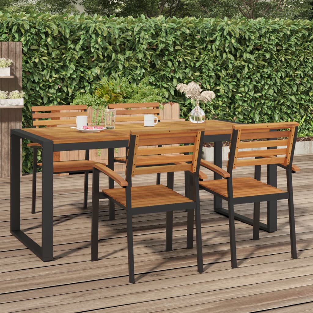 Patio Table With U-Shaped Legs Solid Wood Acacia