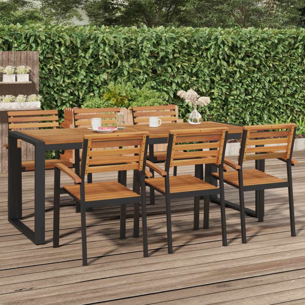 Patio Table With U-Shaped Legs Solid Wood Acacia