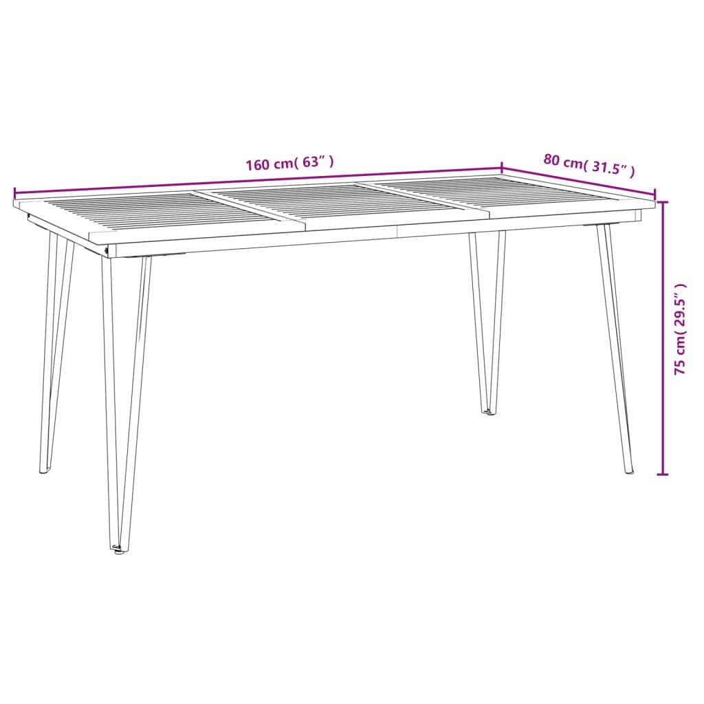 Patio Table With Hairpin Legs Solid Wood Acacia