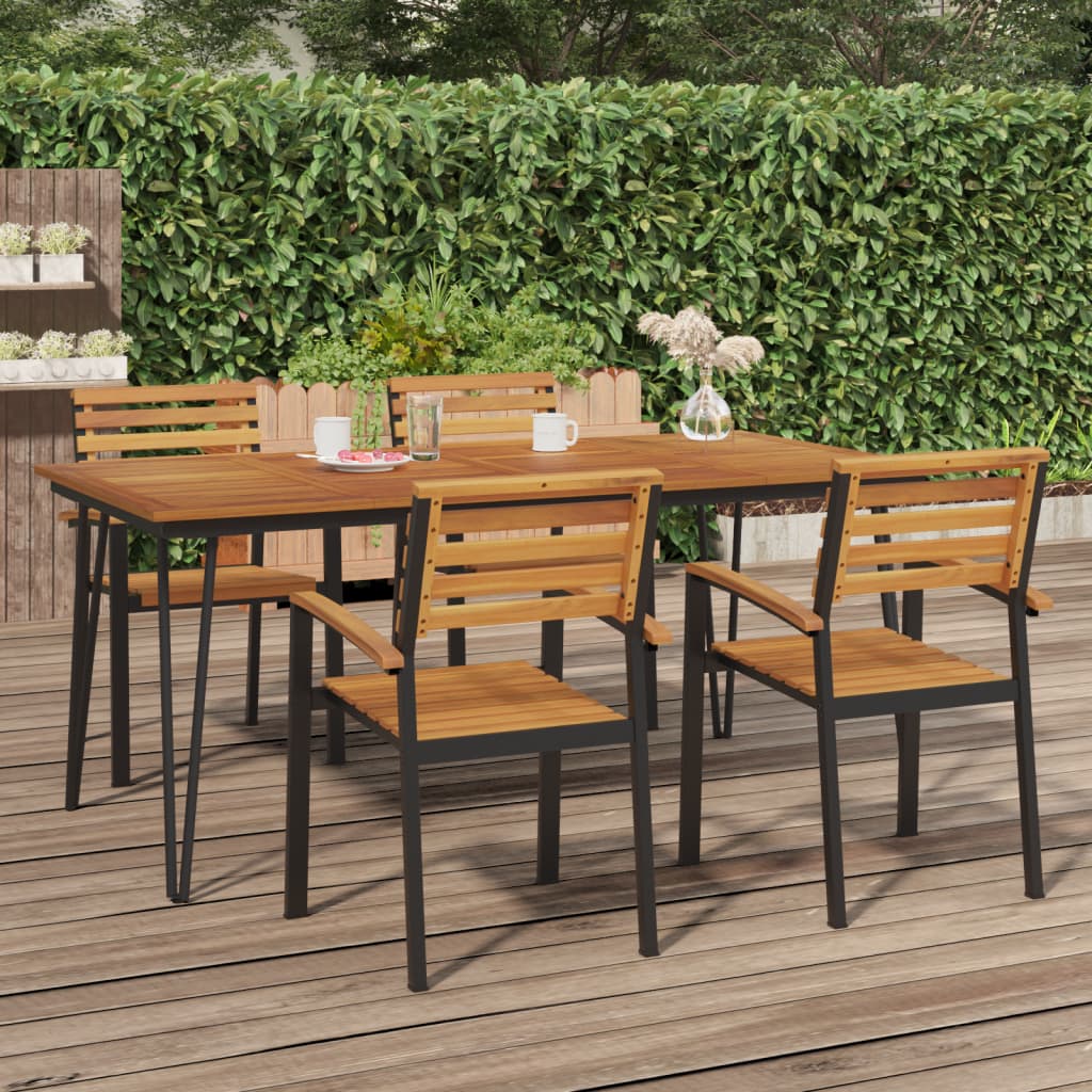 Patio Table With Hairpin Legs Solid Wood Acacia