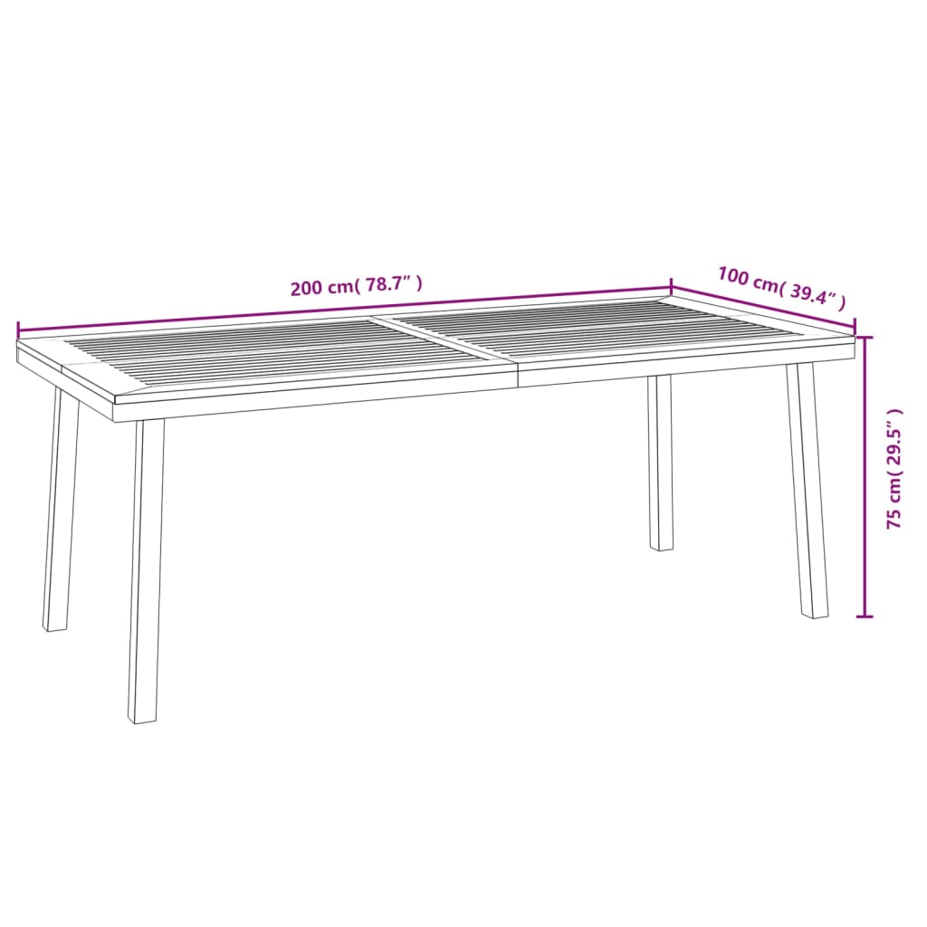 Patio Table Solid Wood Acacia