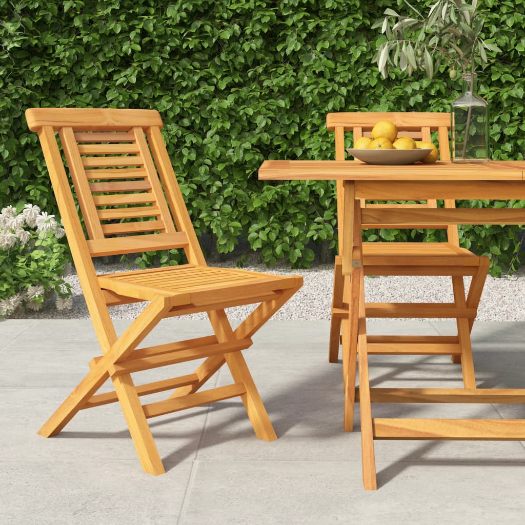 Folding Patio Chairs 2 Pcs 22&quot;X24.8&quot;X35.4&quot; Solid Wood Teak