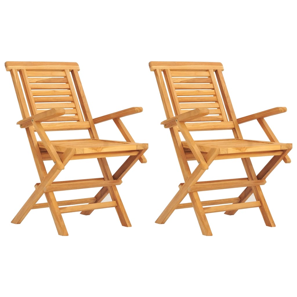 Folding Patio Chairs 2 Pcs 22&quot;X24.8&quot;X35.4&quot; Solid Wood Teak